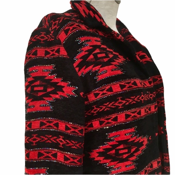 ✨✨TUES SALE $25✨✨Vintage 90s Chenille Southwestern Beaded Blazer Jacket - Picture 8 of 16